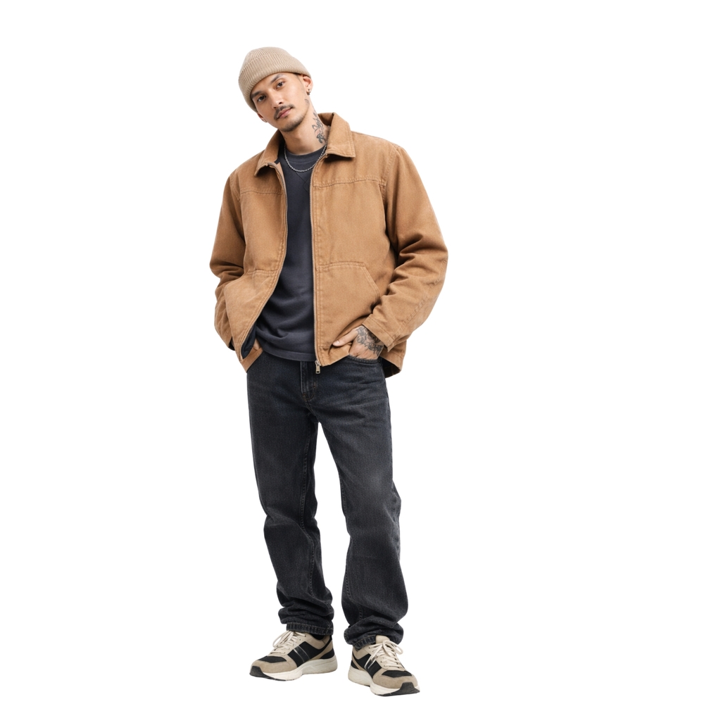 Men’s Canvas Work Jacket Brown Quilted Lined Rugged‎ Barn Coat NWT, Size Large